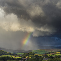 Buy canvas prints of Hayfield Thunderstorm Rainbow by John Finney