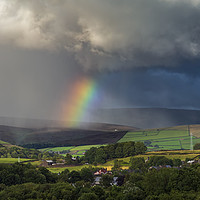 Buy canvas prints of Hayfield Thunderstorm Rainbow by John Finney