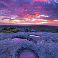 Buy canvas prints of Higgor Tor Purple Sunrise Reflections by John Finney