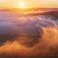 Buy canvas prints of Hope Valley Inversion Sunrise, Peak District by John Finney