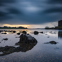 Buy canvas prints of Castle Stalker moody sunset, Scotland by John Finney