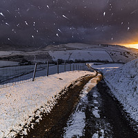 Buy canvas prints of Hayfield Blizzard sunrise, Derbyshire by John Finney