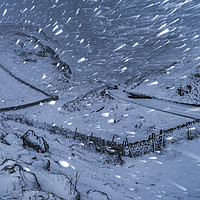 Buy canvas prints of Winnats Pass Winter Blizzard, Peak District by John Finney