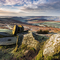 Buy canvas prints of Stanage Edge Millstones at sunrise by John Finney