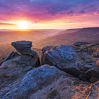 Buy canvas prints of Kinder Scout sunrise from Fairbrook Naize by John Finney