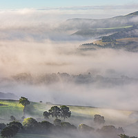 Buy canvas prints of Chapel-en-le-Frith misty sunrise, Peak District by John Finney