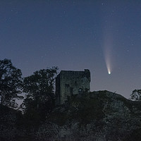 Buy canvas prints of Comet Neowise over Peveril Castle, Derbyshire by John Finney