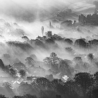 Buy canvas prints of Hayfield Sunrise Shadows, Derbyshire, England.   by John Finney