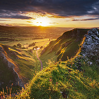 Buy canvas prints of Limestone Gorge Winnats Pass sunrise, Derbyshire by John Finney