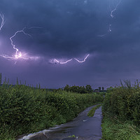 Buy canvas prints of Forest of Bowland lightning by John Finney