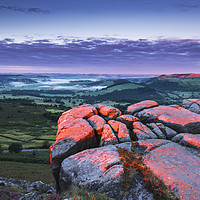 Buy canvas prints of Red on the Rocks. Curbar Edge Derbyshire by John Finney
