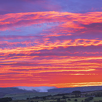 Buy canvas prints of Red Sky over Kinder Scout. by John Finney