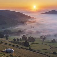 Buy canvas prints of Edale Valley September sunrise  by John Finney