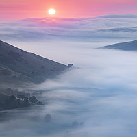 Buy canvas prints of Sunrise over flowing fog above Edale Valley by John Finney