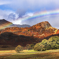 Buy canvas prints of Langdale Pikes Autumn Rainbow by John Finney