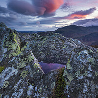 Buy canvas prints of Lingmoor Fell sunset by John Finney