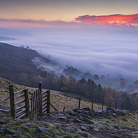 Buy canvas prints of Fire in the Sky over Hope Valley by John Finney