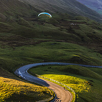 Buy canvas prints of Paraglider over Edale Valley, Peak District by John Finney