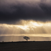 Buy canvas prints of Sunbeams and Silhouetts, Peak District.  by John Finney