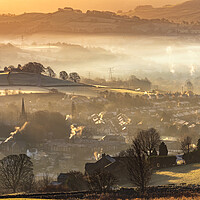 Buy canvas prints of Christmas day winter sunrise, New Mills,   by John Finney