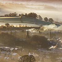 Buy canvas prints of Christmas day winter sunrise, New Mills,  by John Finney