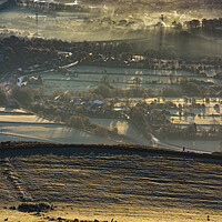 Buy canvas prints of Winter sunrise from Cracken Edge. Peak District by John Finney