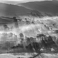 Buy canvas prints of Hayfield Sunrise Shadows, Derbyshire, England.  by John Finney
