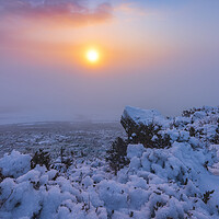 Buy canvas prints of Winter Sunrise from Lantern Pike in Derbyshire by John Finney
