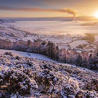 Buy canvas prints of Woodseats Winter Sunrise, Hope Valley.  by John Finney