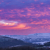 Buy canvas prints of Dawn winter sky over Kinder Scout by John Finney
