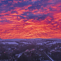 Buy canvas prints of Winter dawn sky over New Mills, Derbyshire by John Finney
