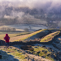 Buy canvas prints of South Head walker, Derbyshire Peak District by John Finney