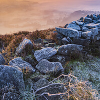Buy canvas prints of Frosty Colours at sunrise. Derbyshire, Peak Distri by John Finney