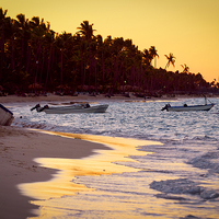 Buy canvas prints of Tropical beach at sunset by ELENA ELISSEEVA