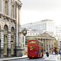 Buy canvas prints of London street with view of Royal Exchange building by ELENA ELISSEEVA