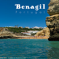 Buy canvas prints of Benagil Beach Postcard - Portugal by Angelo DeVal