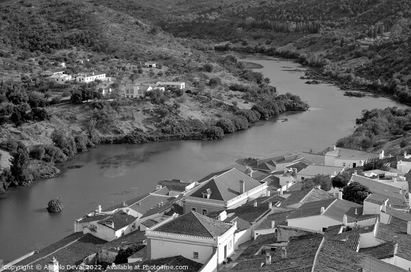 Mertola Village from Castle in Monochrome Picture Board by Angelo DeVal