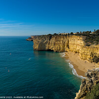 Buy canvas prints of Centianes Beach from the cliff in Algarve by Angelo DeVal