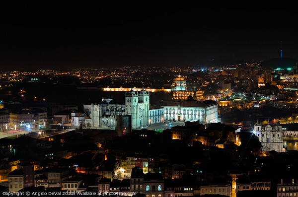Cathedral of Porto at Night from Clerigos Tower Picture Board by Angelo DeVal