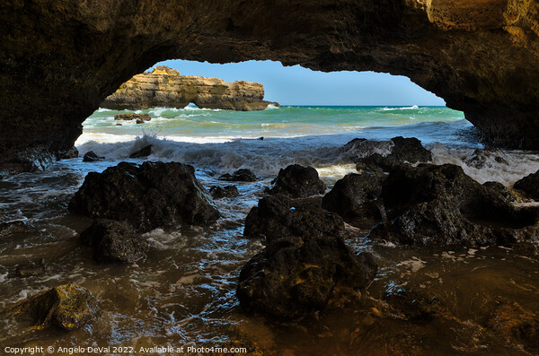 Ninho da Andorinha Beach Cave in Albufeira Picture Board by Angelo DeVal