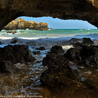 Buy canvas prints of Ninho da Andorinha Beach Cave in Albufeira by Angelo DeVal