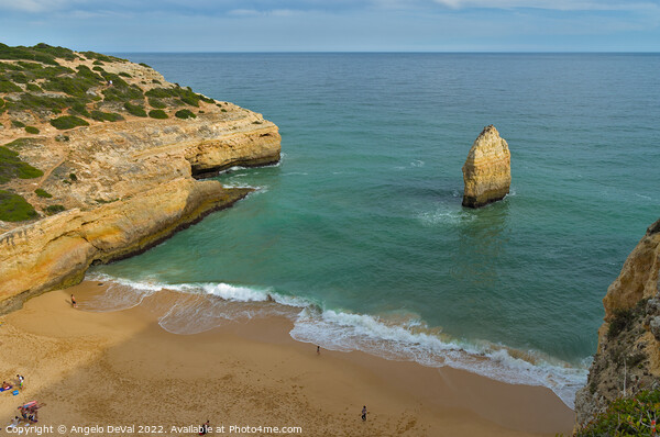 Top Cliff View of Carvalho Beach in Algarve Picture Board by Angelo DeVal