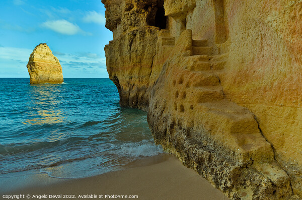 Carved Stairs of Carvalho Beach Cliffs in Algarve Picture Board by Angelo DeVal