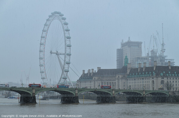 View of London during a snowy day Picture Board by Angelo DeVal