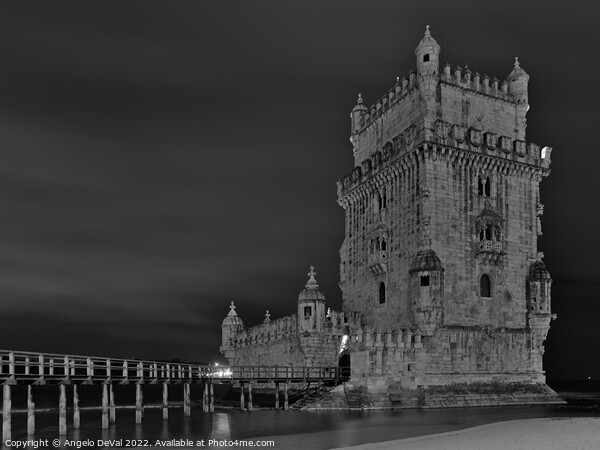 Torre de Belem at night in Lisbon Picture Board by Angelo DeVal