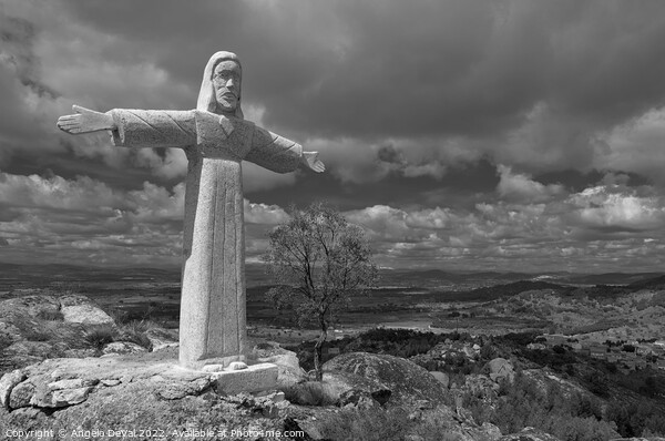 Christ Statue in Monsanto Mountains Picture Board by Angelo DeVal