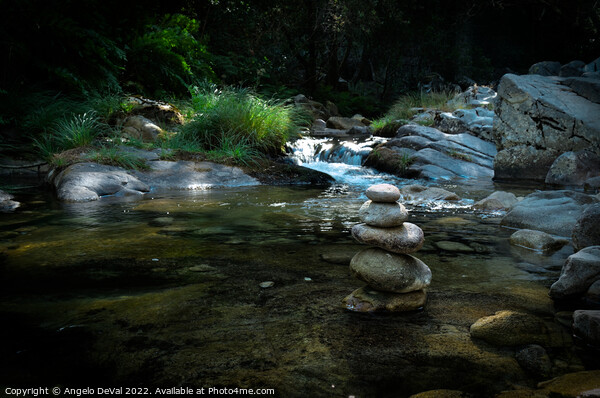 Zen rocks in Gralheira river Picture Board by Angelo DeVal