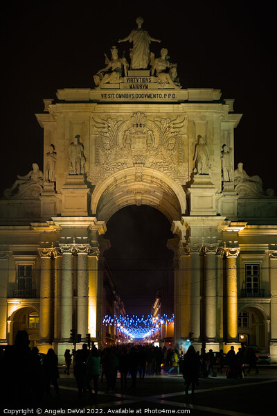 The Rua Augusta Arch at Night in Lisbon Picture Board by Angelo DeVal