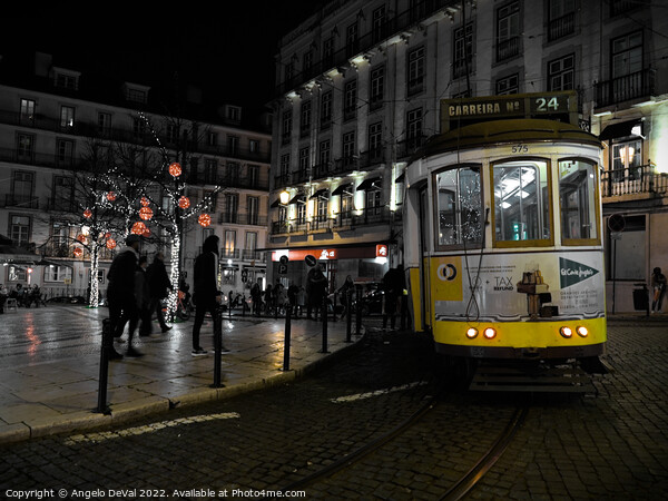 Electrico at night in Lisbon Picture Board by Angelo DeVal