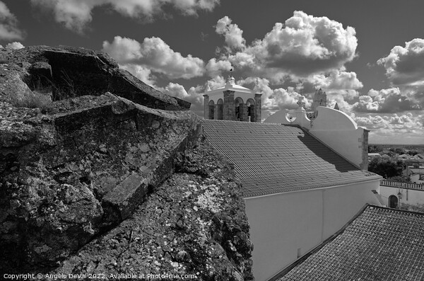 By the ruins of the keep tower of Serpa in monochrome Picture Board by Angelo DeVal